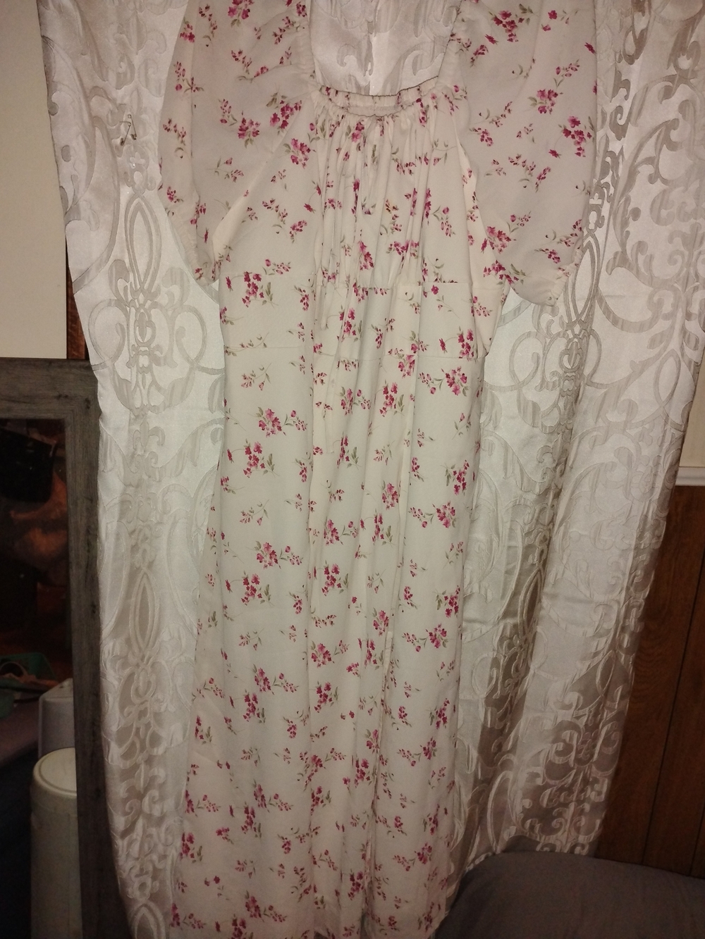 SHEIN White Maxi Dress with Pink Floral Print
